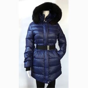 UGG VALERIE BELTED DOWN COAT LIGHTWEIGHT PUFFER JACKET -NOCTURNE BLUE -XS -NWOT